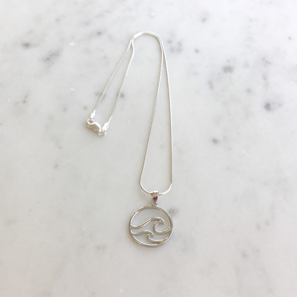 Sterling Silver Wave Necklace - Picture 5 of 12